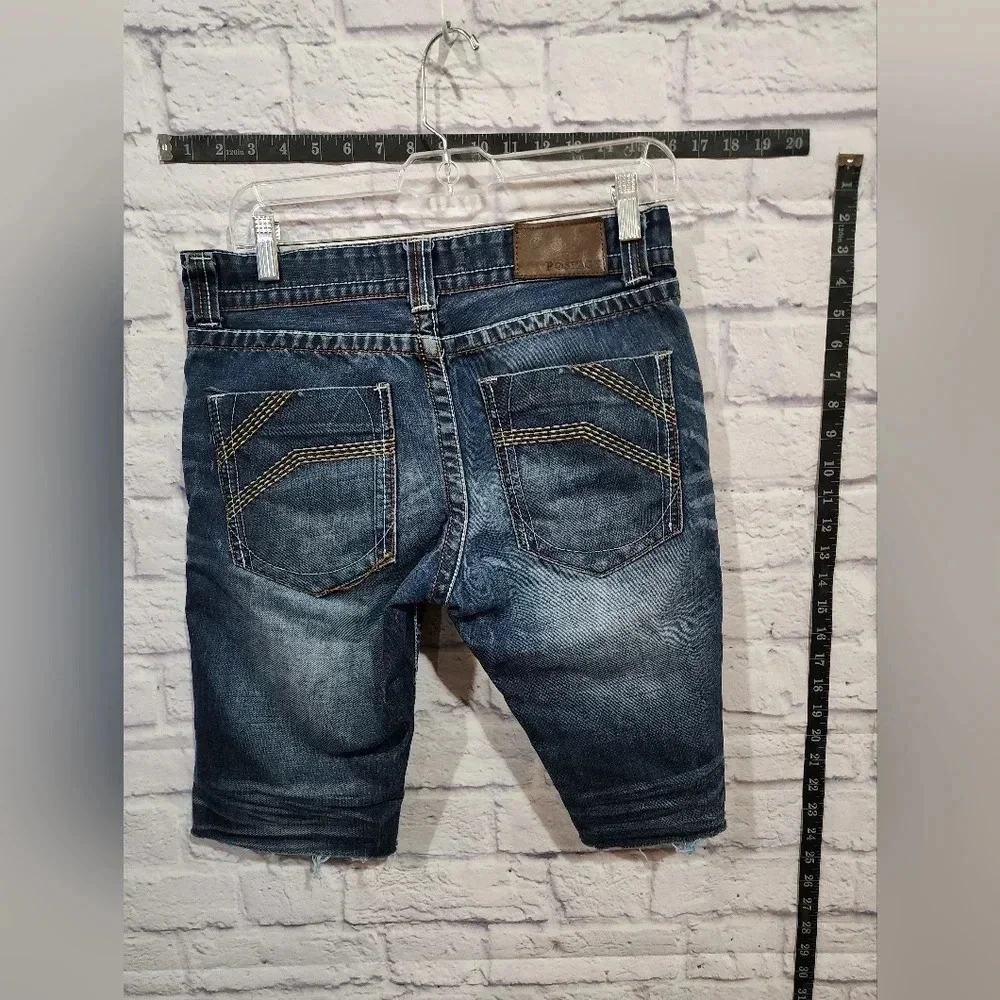 Postage brand deep blue wash denim shorts with fading and whiskering Size 30